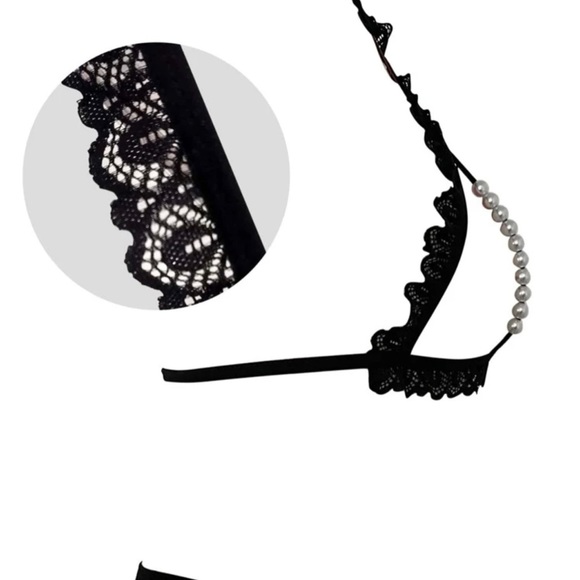SEXY Pearls Beaded Lace Cut-out Lingerie Set *NEW* - Picture 3 of 6